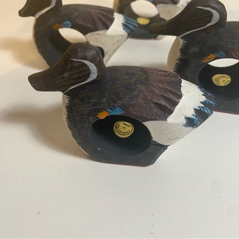Set of 6 Wooden Painted Duck Decoy Napkin Holders